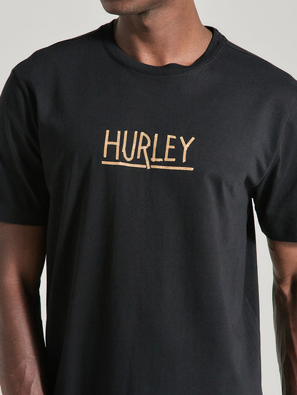 Camiseta Estampada Algodão Preta Hurley Shark