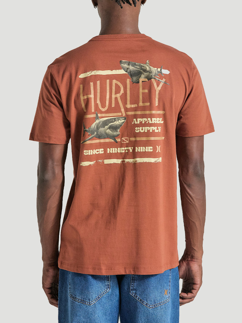 Camiseta Estampada Algodão Marrom Hurley Shark