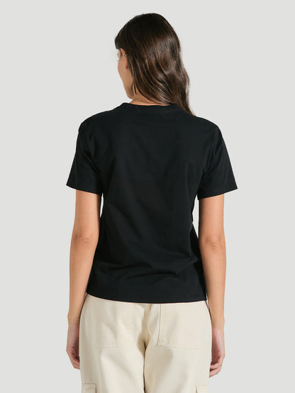 Camiseta Feminina Básica Preta Manga Curta Hurley Line