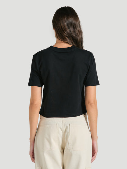 Camiseta Cropped Preta Manga Curta Hurley Line