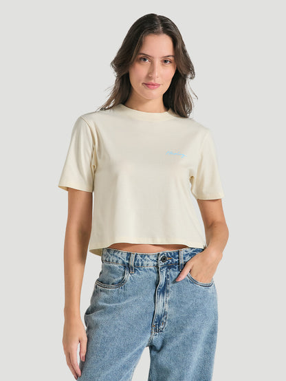 Camiseta Cropped Off White Manga Curta Hurley Line