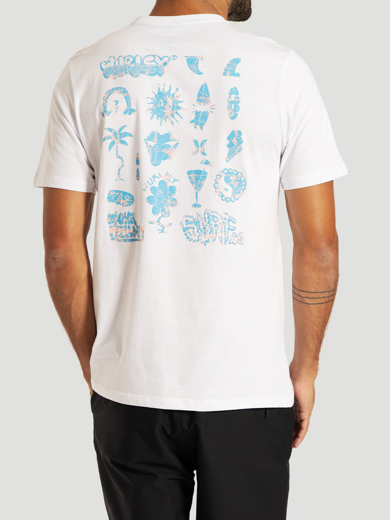 Camiseta Manga Curta Branca Hurley Flops