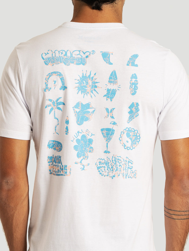 Camiseta Manga Curta Branca Hurley Flops
