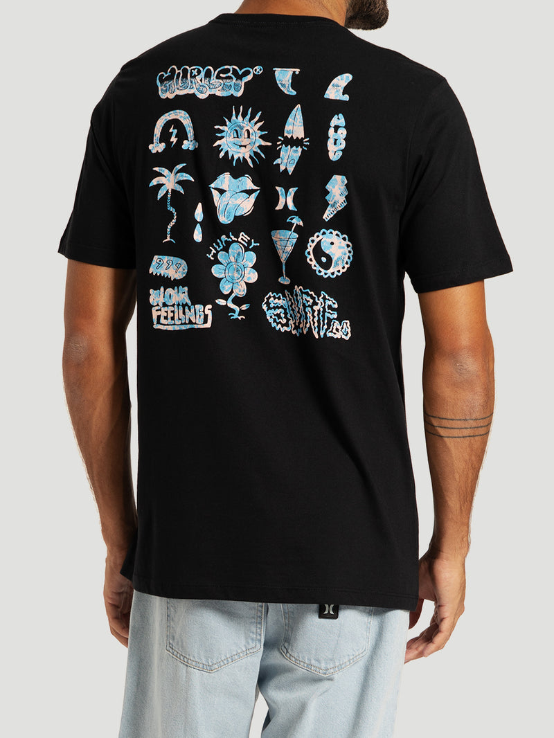 Camiseta Manga Curta Preta Hurley Flops
