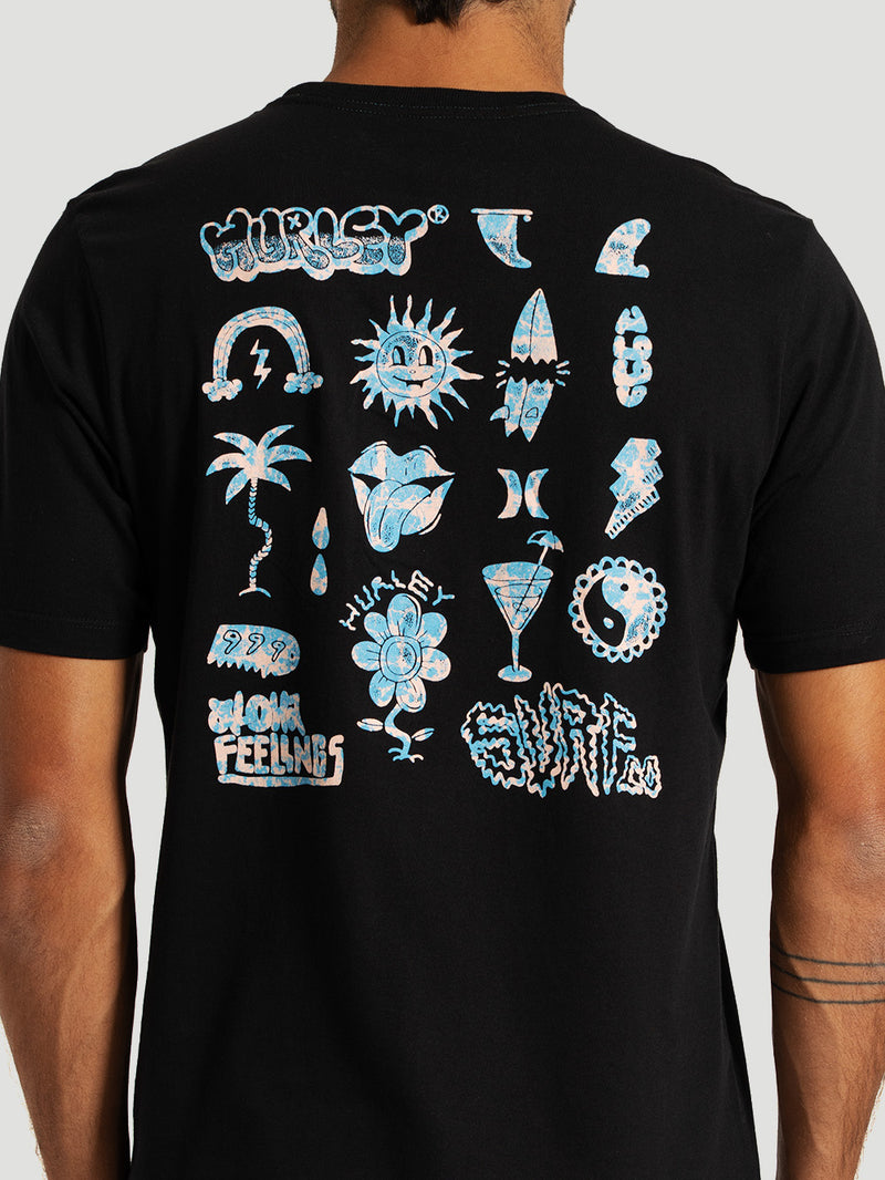Camiseta Manga Curta Preta Hurley Flops