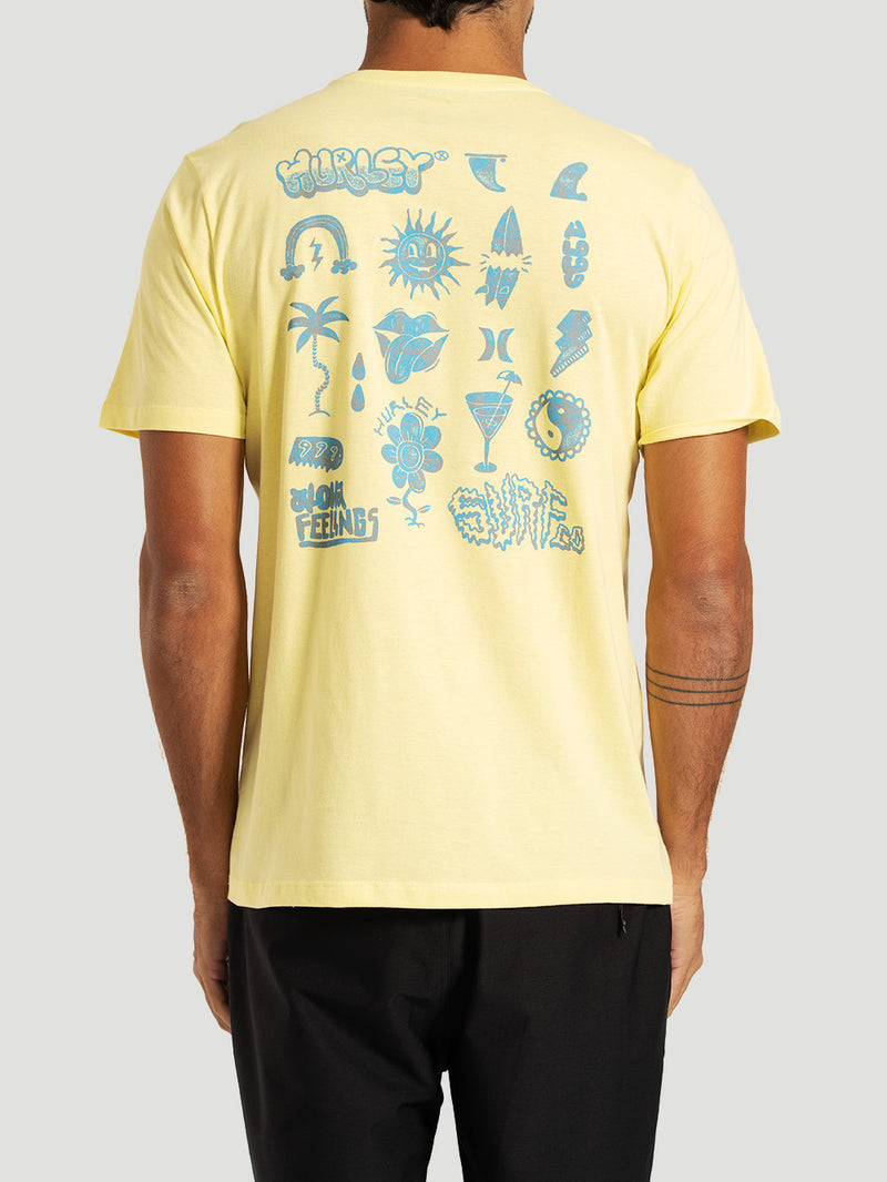 Camiseta Manga Curta Amarela Hurley Flops