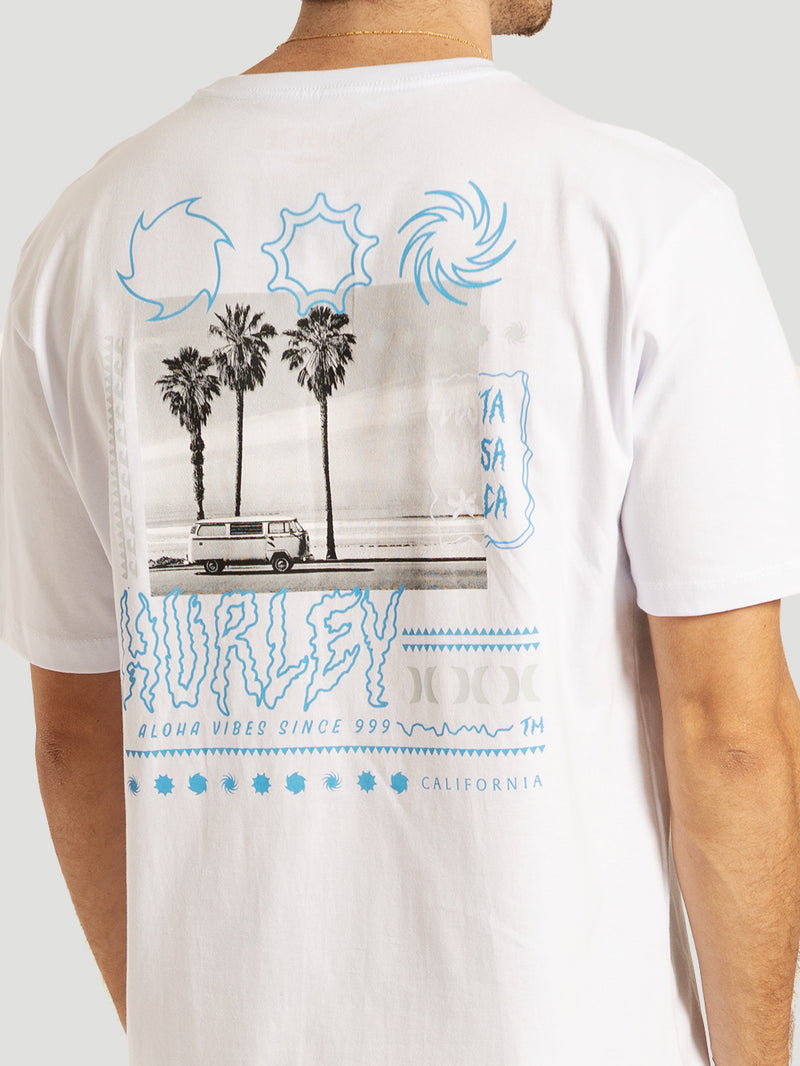 Camiseta Manga Curta Branca Hurley Psyko
