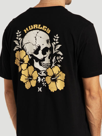 Camiseta Manga Curta Preta Hurley Hibiskull