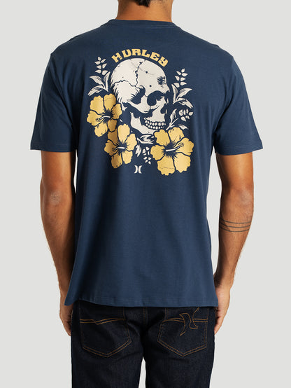 Camiseta Manga Curta Azul Marinho Hurley Hibiskull