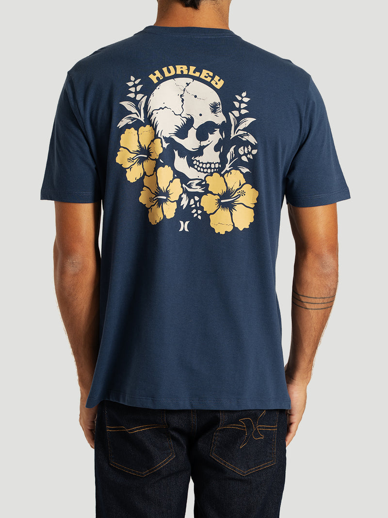 Camiseta Manga Curta Azul Marinho Hurley Hibiskull
