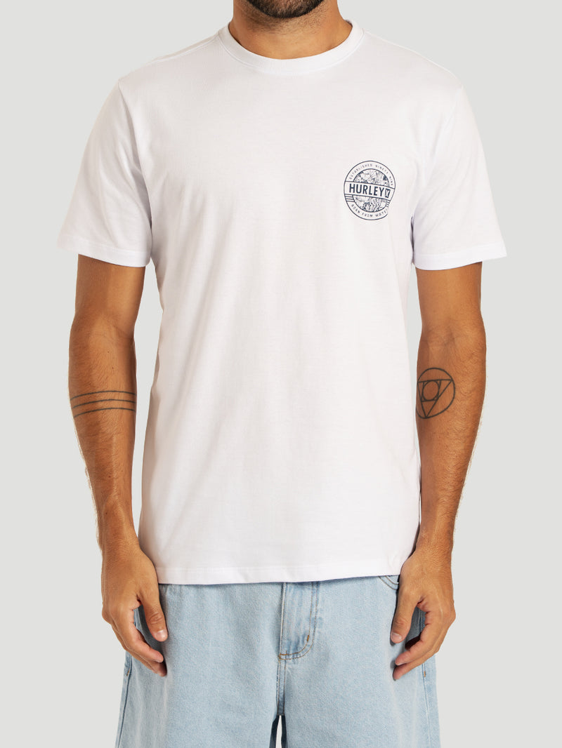Camiseta Manga Curta Branca Hurley Sticker