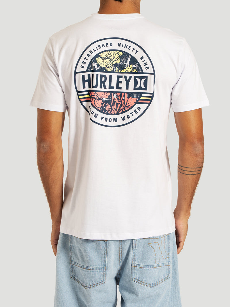 Camiseta Manga Curta Branca Hurley Sticker