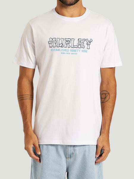 Camiseta Manga Curta Branca Hurley Bones