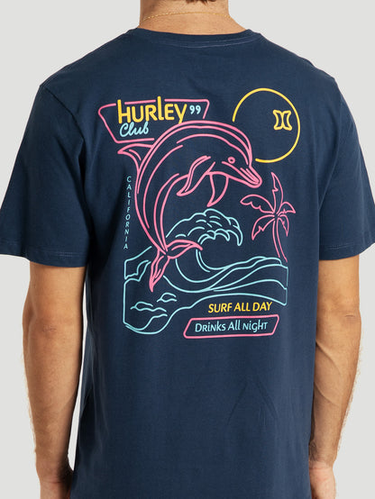 Camiseta Manga Curta Azul Hurley All Night