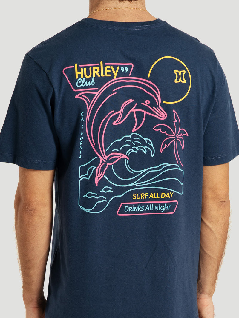 Camiseta Manga Curta Azul Hurley All Night
