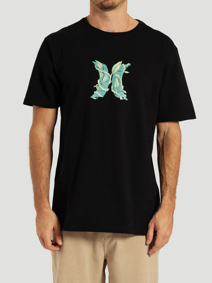 Camiseta Manga Curta Preta Hurley Icon Garden
