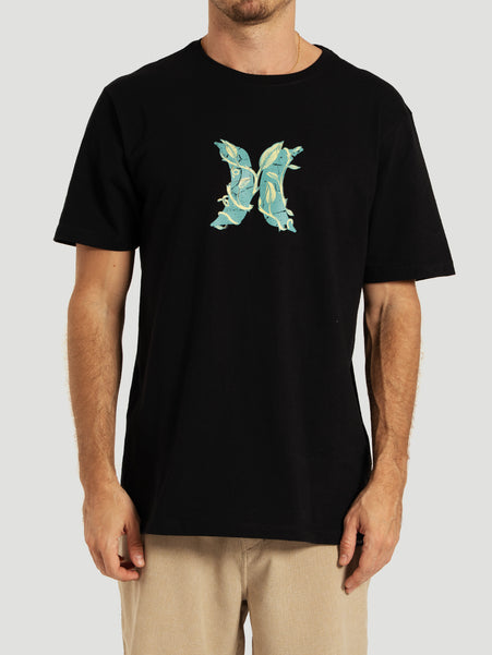 Camiseta Manga Curta Preta Hurley Icon Garden
