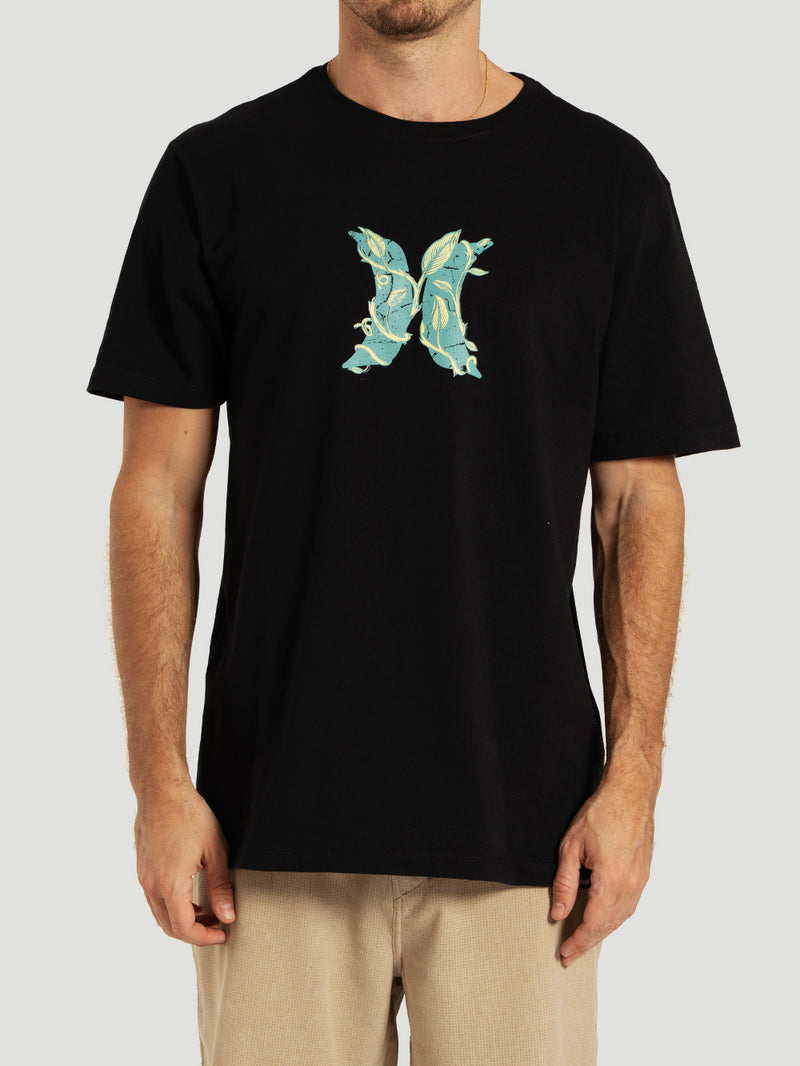 Camiseta Manga Curta Preta Hurley Icon Garden