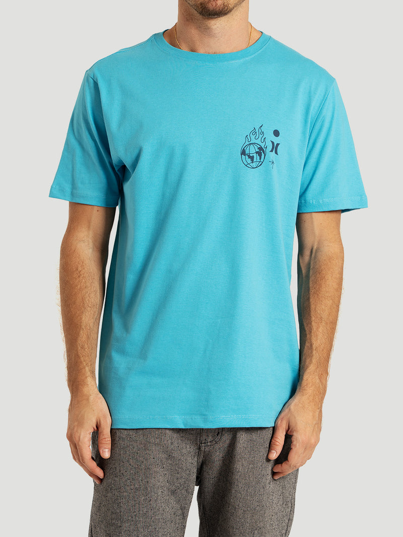 Camiseta Manga Curta Azul Hurley Half Letters