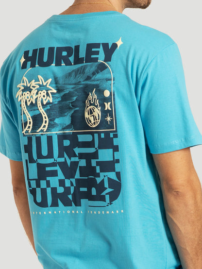 Camiseta Manga Curta Azul Hurley Half Letters