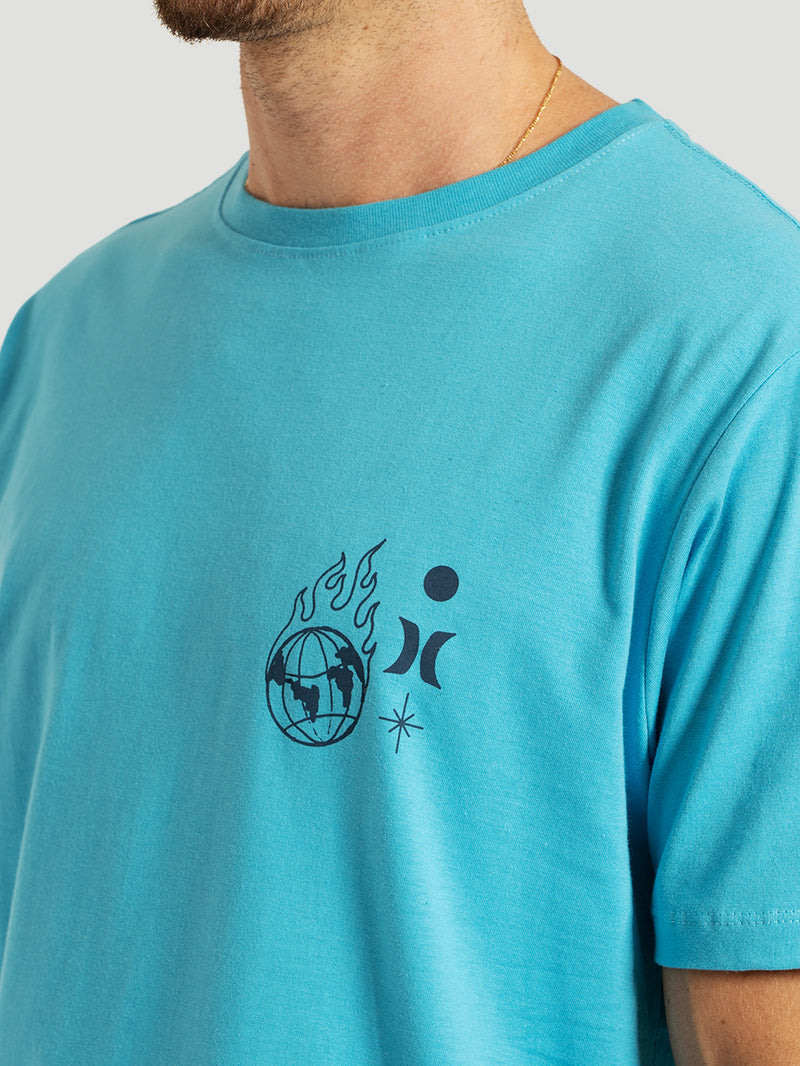 Camiseta Manga Curta Azul Hurley Half Letters