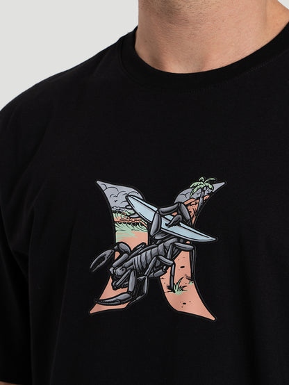 Camiseta Manga Curta Hurley Scorpion Preta