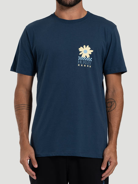 Camiseta Manga Curta Hurley New Flower Azul Marinho