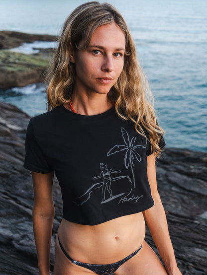 Camiseta Manga Curta Preta Hawaii Hurley X Jade