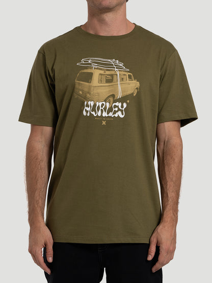 Camiseta Masculina Manga Curta Hurley Travel Verde Militar