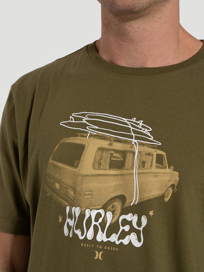 Camiseta Masculina Manga Curta Hurley Travel Verde Militar
