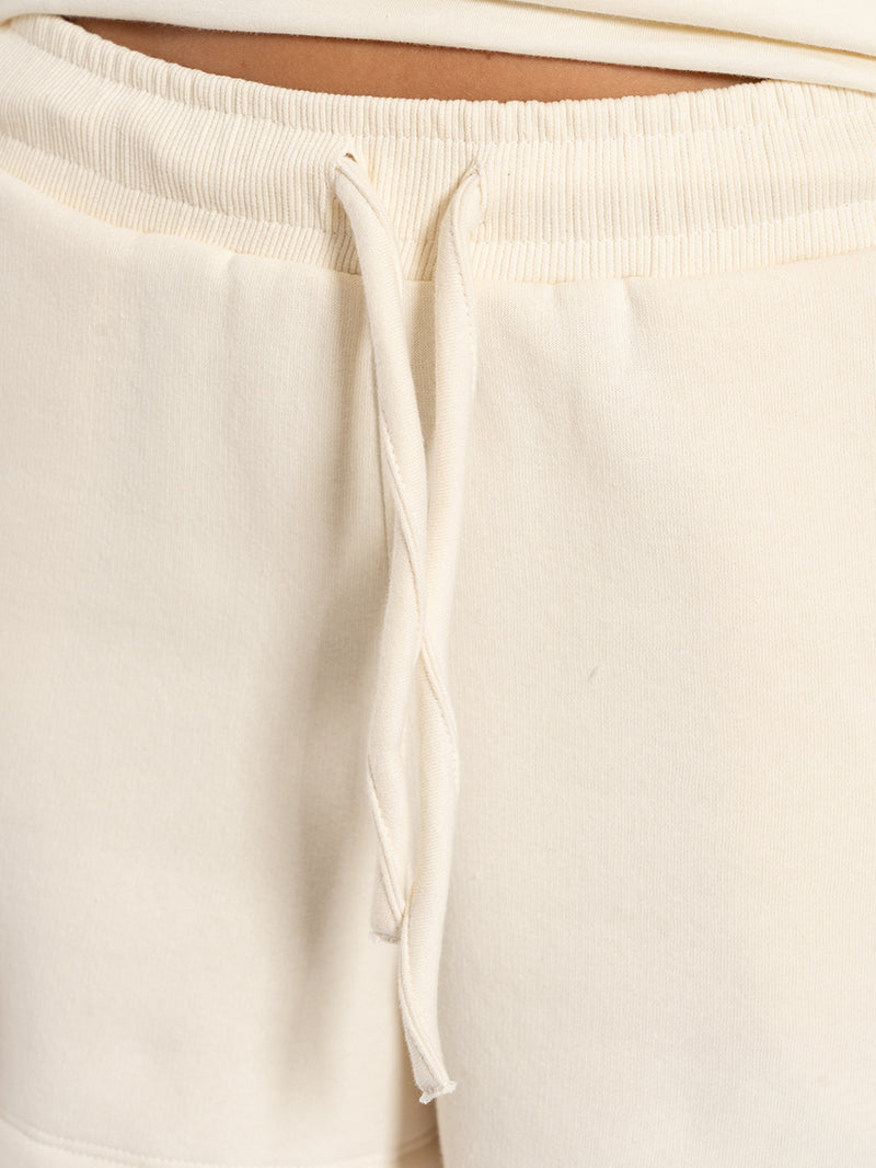 Shorts Moletom Feminino Hurley Confortable Off White