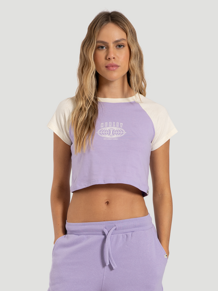 Camiseta Cropped Hurley Global 99 Lilás