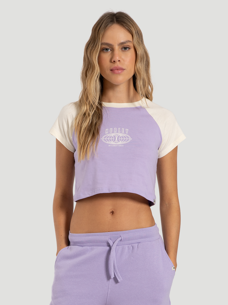 Camiseta Cropped Hurley Global 99 Lilás