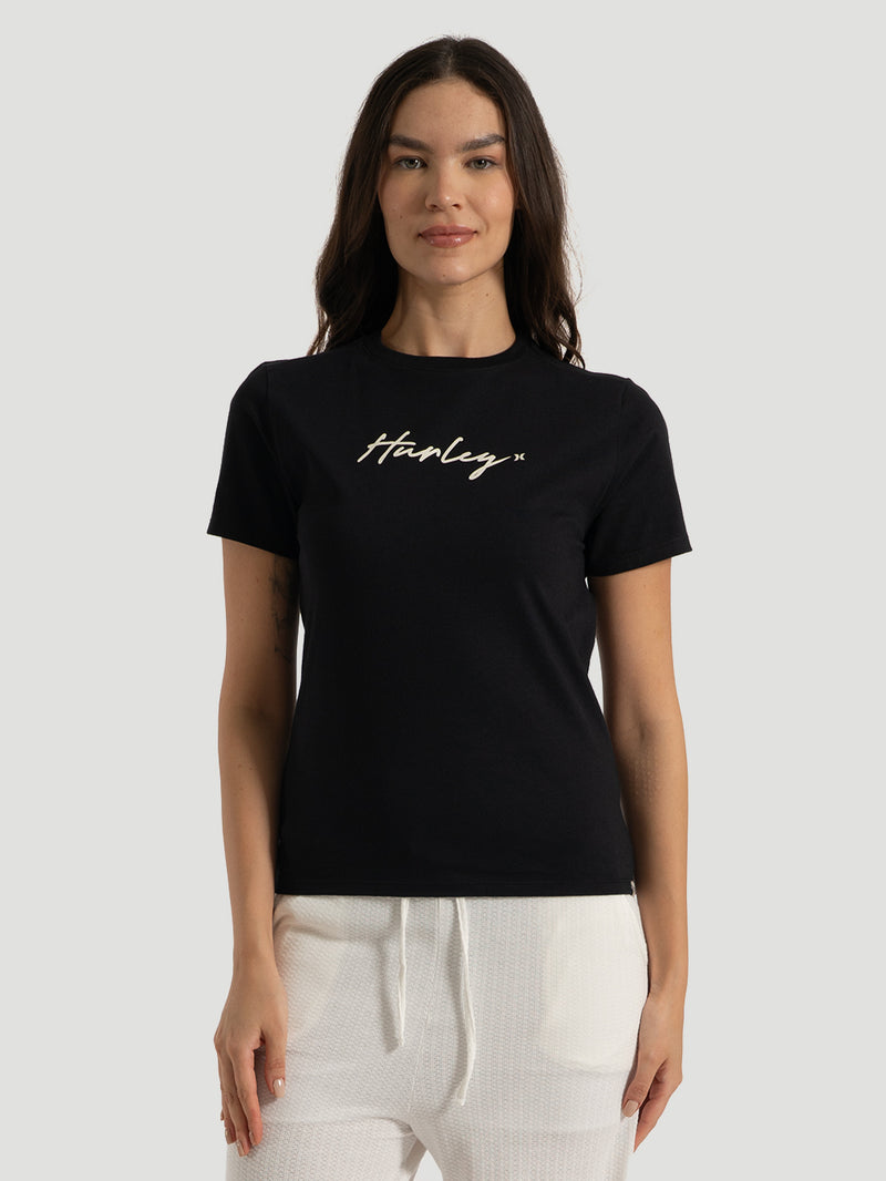 Camiseta Feminina Manga curta Hurley Line Preta