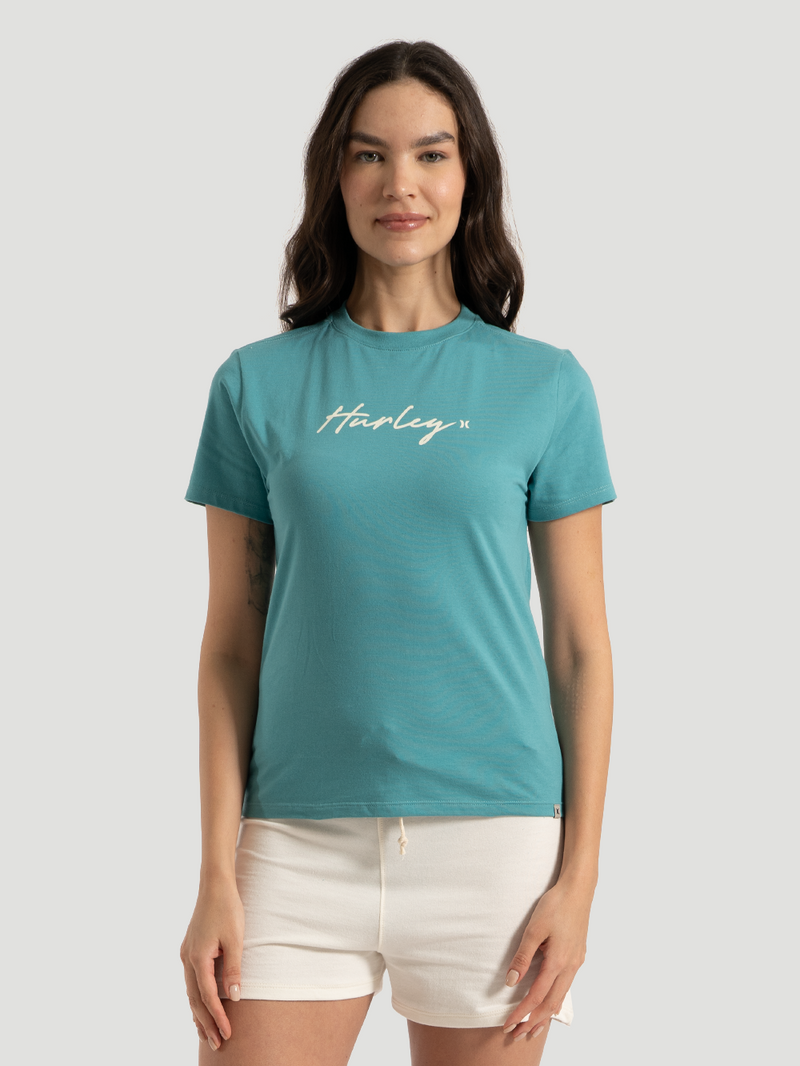 Camiseta Feminina Manga Curta Hurley Line Turquesa
