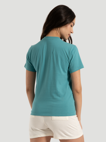 Camiseta Feminina Manga Curta Hurley Line Turquesa