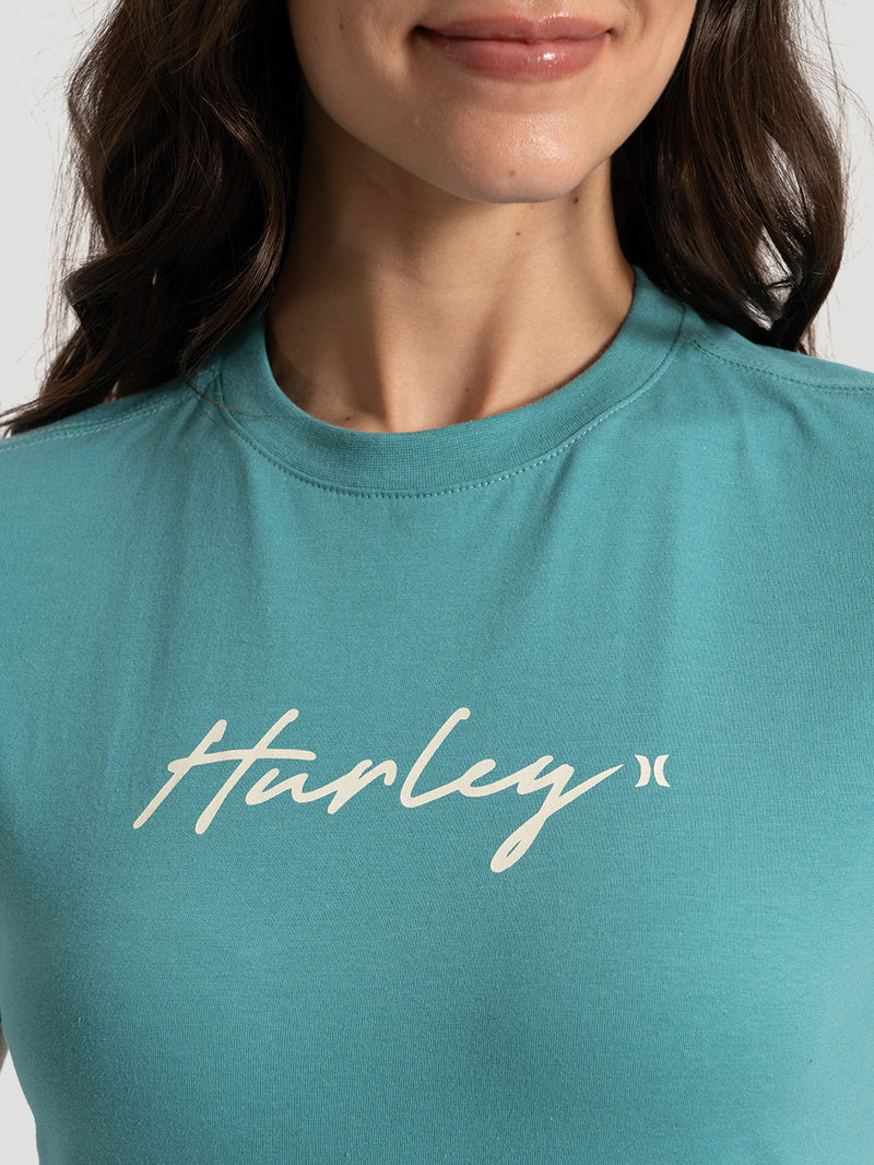 Camiseta Feminina Manga Curta Hurley Line Turquesa