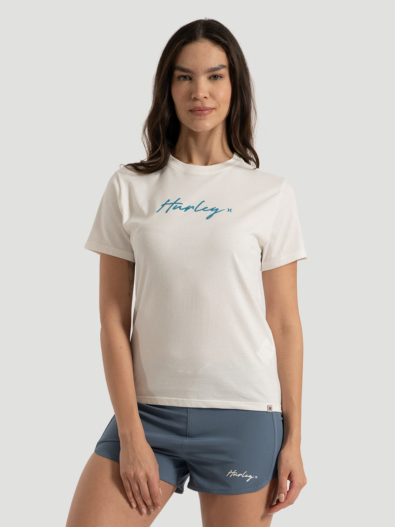 Camiseta Feminina Manga curta Hurley Line Off White