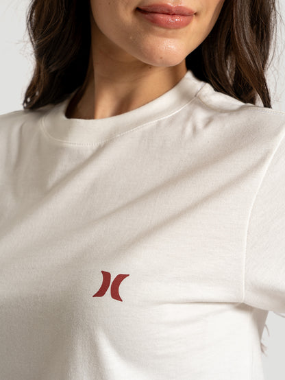 Camiseta Cropped Feminina Hurley Icon Off White