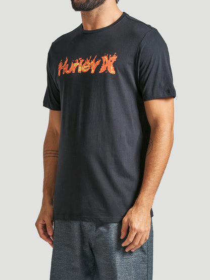 Camiseta Hurley O&O Fire Mescla Preto