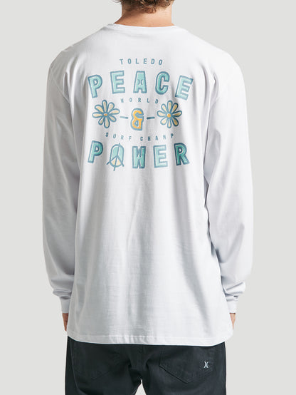 Camiseta Manga Longa Hurley Peace&Power Branca