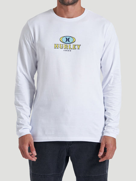 Camiseta Branca Manga Longa Em Algodão Hurley Retro Waves