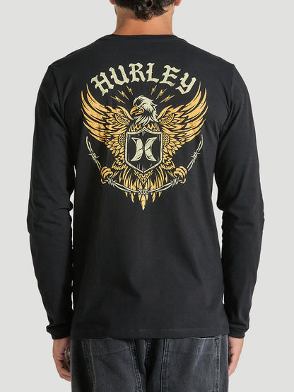 Camiseta Preta Manga Longa Em Algodão Hurley Eagle