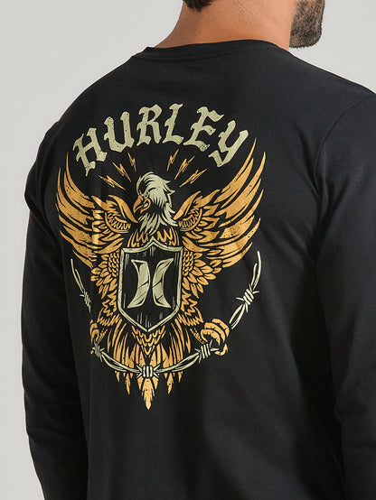 Camiseta Preta Manga Longa Em Algodão Hurley Eagle