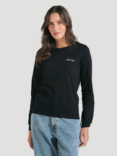 Camiseta De Manga Longa Preta Feminina Hurley Line