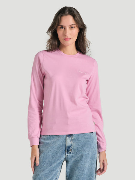 Camiseta De Manga Longa Rosa Feminina Hurley Line