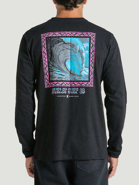 Camiseta Preto Manga Longa Hurley Poster