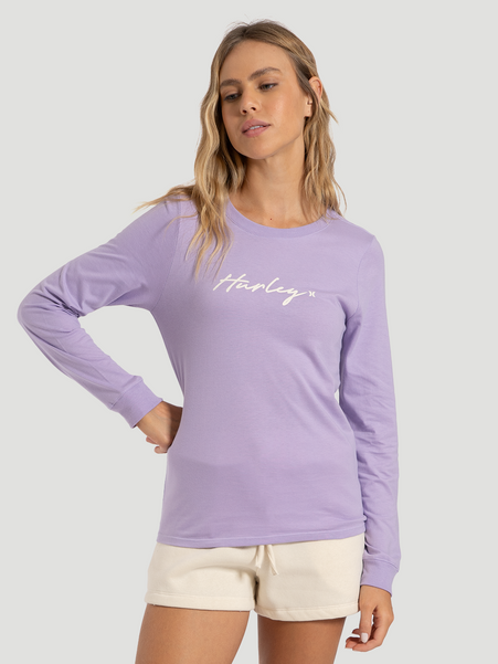 Camiseta Manga Longa Hurley Line Feminina Lilás