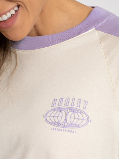 Camiseta Manga Longa Hurley Global 99 Feminina Off White
