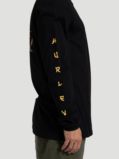 Camiseta Manga Longa Preta Hurley Dragon